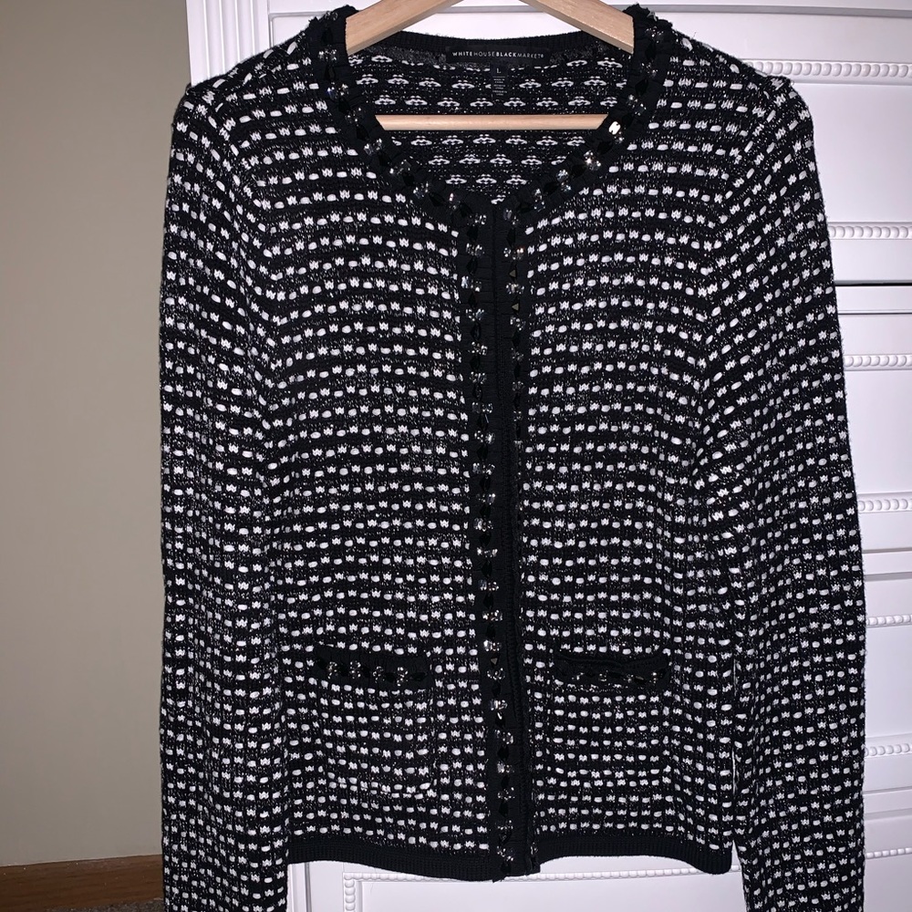 White House Black Market-Black Tweed Sweater